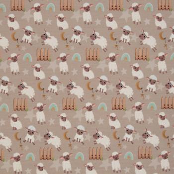Baumwolljersey Schafe auf Beige Landkind by Mrs. Mint Design by Swafing